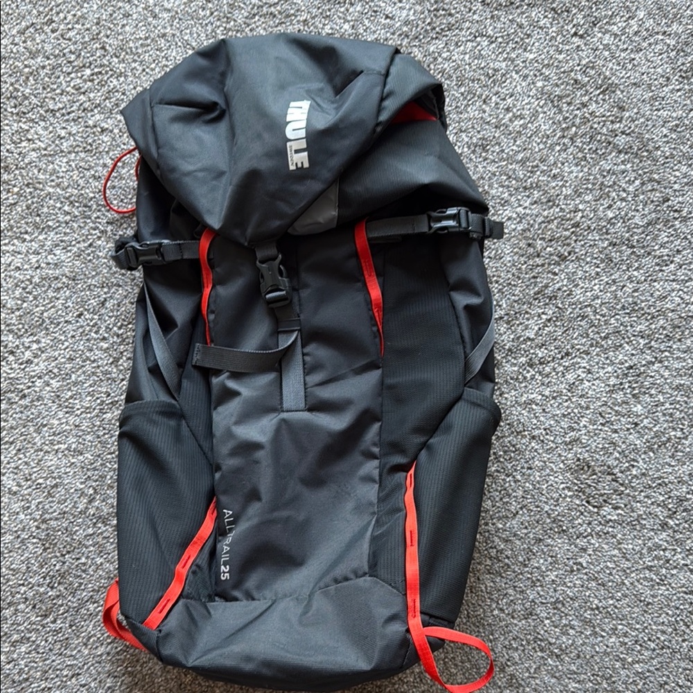 Thule Alltrail 25 Black Backpack with Red Highlights